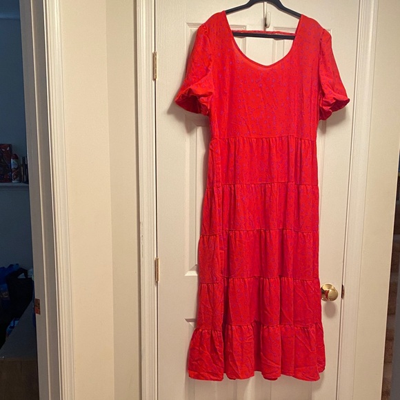 Fashion Dresses & Skirts - Fashion Red/Light Purple Tiered Maxi Dress…size XXL